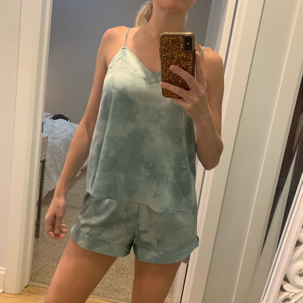 Mint silk pajama set